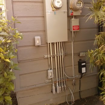 Plugged Electricians ATL — exterior service panel and meter installation with conduit run
